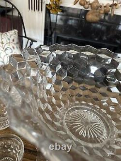 Vintage 1940's Fostoria American Punch Bowl With Cups, Ped And Ladle