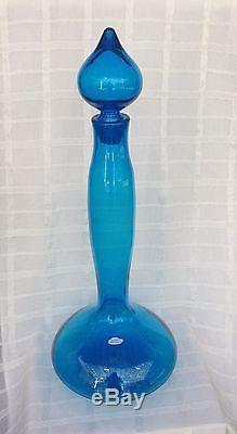 Vintage 1950's BLENKO #5815L Huge 30 HUSTED Persian FLOOR DECANTER Turquoise