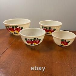 Vintage 1950s Fire King Gay Fad set of 4 Nesting Mixing Bowls Apple Pattern