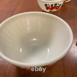 Vintage 1950s Fire King Gay Fad set of 4 Nesting Mixing Bowls Apple Pattern