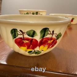 Vintage 1950s Fire King Gay Fad set of 4 Nesting Mixing Bowls Apple Pattern
