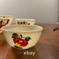 Vintage 1950s Fire King Gay Fad set of 4 Nesting Mixing Bowls Apple Pattern