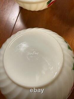Vintage 1950s Fire King Gay Fad set of 4 Nesting Mixing Bowls Apple Pattern
