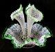 Vintage 1950s Large Emerald Crest Diamond Lace Fenton Epergnes 3 Horn Vase NMINT