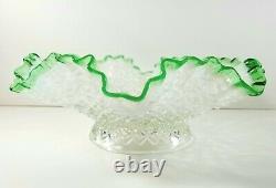 Vintage 1950s Large Emerald Crest Diamond Lace Fenton Epergnes 3 Horn Vase NMINT