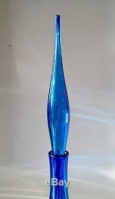 Vintage 1960 Blenko Glass Decanter By Wayne Husted #6122 With Huge 14 Stopper