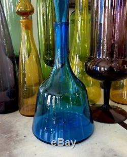 Vintage 1960 Blenko Glass Decanter By Wayne Husted #6122 With Huge 14 Stopper