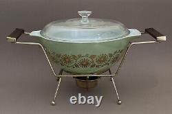 Vintage 1962 Pyrex 6362 Medallion Casserole with443 Cinderella Bowl, Lid & Cradle