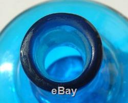 Vintage 1969 Blenko Blue Glass Bottle Decanter & Stopper