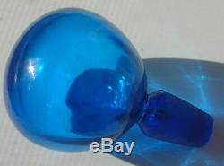 Vintage 1969 Blenko Blue Glass Bottle Decanter & Stopper