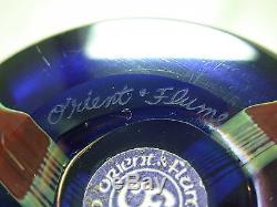 Vintage 1980 Orient & Flume 6 Iridescent Hawthorne Blue Vase Signed & Labeled