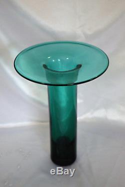 Vintage 1980's Blenko Art Glass 826S 11 Tall Flared Rim Antique Green Vase