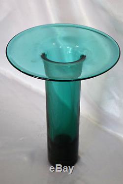 Vintage 1980's Blenko Art Glass 826S 11 Tall Flared Rim Antique Green Vase