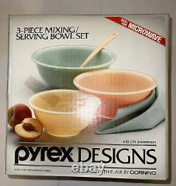 Vintage 1987 Pyrex Color Nesting Mixing Bowl Set Southwest Clear Bottom Nib