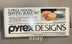 Vintage 1987 Pyrex Color Nesting Mixing Bowl Set Southwest Clear Bottom Nib