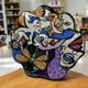 Vintage 1996 Doreen Baskin Art Pottery Avant Garde Surrealist Faces Footed Bowl
