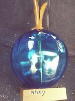 Vintage 39 Mid Century Blenko Table Lamp Blue w Orig Finial Large Rare