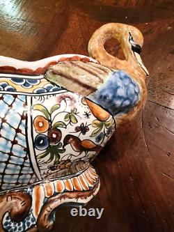 Vintage 80's Ceramicas de Coimbra, Swan Bowl serving flowers display centerpiece