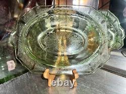 Vintage 9-pc Cameo/Ballerina Uranium Glass Dining Set Green Depression Glass