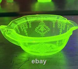 Vintage 9-pc Cameo/Ballerina Uranium Glass Dining Set Green Depression Glass