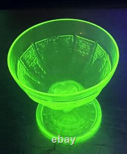 Vintage 9-pc Cameo/Ballerina Uranium Glass Dining Set Green Depression Glass