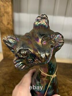 Vintage Alley Cat Carnival Glass without Fenton sticker 11 iridescent