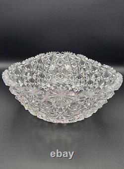 Vintage American Brilliant Cut Glass Bowl 8 1/2 Russian Pattern Style