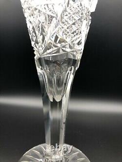 Vintage American Brilliant Heavy Cut Saw Tooth Crystal Trumpet Vase, 12 Tall