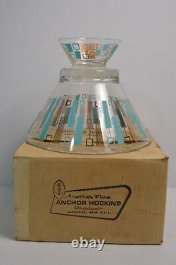 Vintage Anchor Hocking Moderne Chip And Dip Bowl Set MCM NO BRACKET + Org. BOX