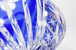 Vintage Antique Czech Cobalt Blue Cut To Clear Crystal Serving Bowl
