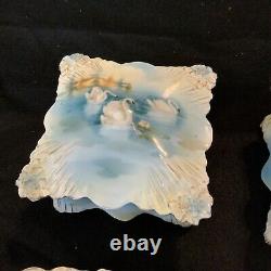 Vintage Antique RS Prussia Icicle Swans Lake- Dresser Set Tray Powder Box Hair