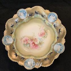 Vintage Antique RS Prussia Icicle Swans Lake- Large 11 Serving Bowl