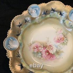 Vintage Antique RS Prussia Icicle Swans Lake- Large 11 Serving Bowl