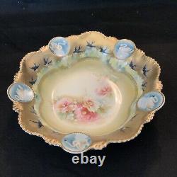 Vintage Antique RS Prussia Icicle Swans Lake- Large 11 Serving Bowl