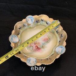 Vintage Antique RS Prussia Icicle Swans Lake- Large 11 Serving Bowl