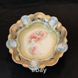 Vintage Antique RS Prussia Icicle Swans Lake- Large 11 Serving Bowl