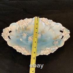Vintage Antique RS Prussia Icicle Swans Lake- Large 13 Oval Serving Bowl