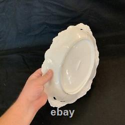 Vintage Antique RS Prussia Icicle Swans Lake- Large 13 Oval Serving Bowl