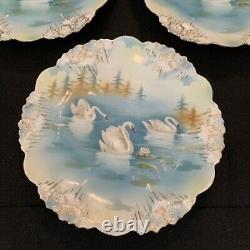 Vintage Antique RS Prussia Icicle Swans Lake- Set Of 6 Plates 7.75