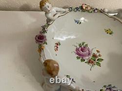 Vintage Antique Von Schierholz German Porcelain Bowl with Children & Floral Dec