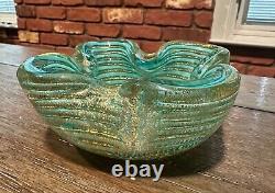 Vintage Baby Blue Murano Barovier & Toso Bowl by Ercole Italian Glass Zebrati