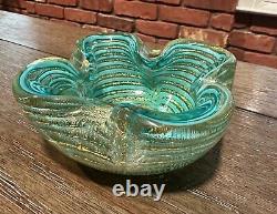 Vintage Baby Blue Murano Barovier & Toso Bowl by Ercole Italian Glass Zebrati