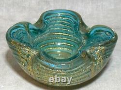 Vintage Baby Blue Murano Barovier & Toso Bowl by Ercole Italian Glass Zebrati