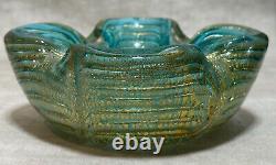 Vintage Baby Blue Murano Barovier & Toso Bowl by Ercole Italian Glass Zebrati