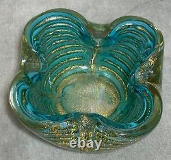 Vintage Baby Blue Murano Barovier & Toso Bowl by Ercole Italian Glass Zebrati