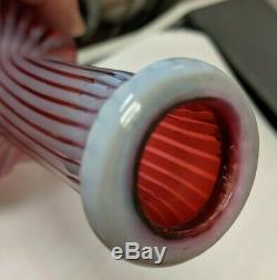 Vintage Barber Bottle Cranberry Opalescent Stripe Twist Swirl Perfect
