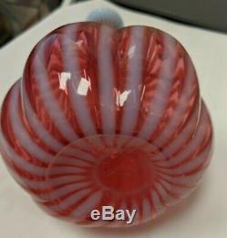 Vintage Barber Bottle Cranberry Opalescent Stripe Twist Swirl Perfect