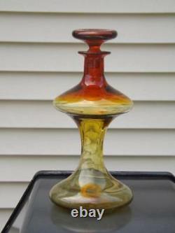 Vintage Blenko 563 Mushroom Barbell Decanter Wayne Husted 6 W 12.5 H EXC #1