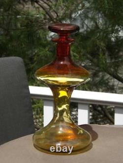 Vintage Blenko 563 Mushroom Barbell Decanter Wayne Husted 6 W 12.5 H EXC #1