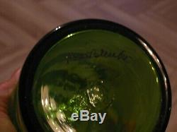 Vintage Blenko American Art Glass Emerald Green 19 Decanter with Stopper